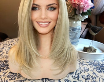 Veronica Full  Density Wig Barbie Blonde Lavish Layers Hand Tied Lace-front Wig Chemo Alopecia Everyday Wear Drag Costume