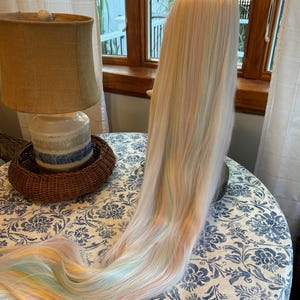 Rainbow Girl Ultra Long 5 Feet Wig Sleek Wig Long Wig White  Wig Lace Frontal Free Parting Wig Lace Front Wig Cosplay Theater Showgirl Drag