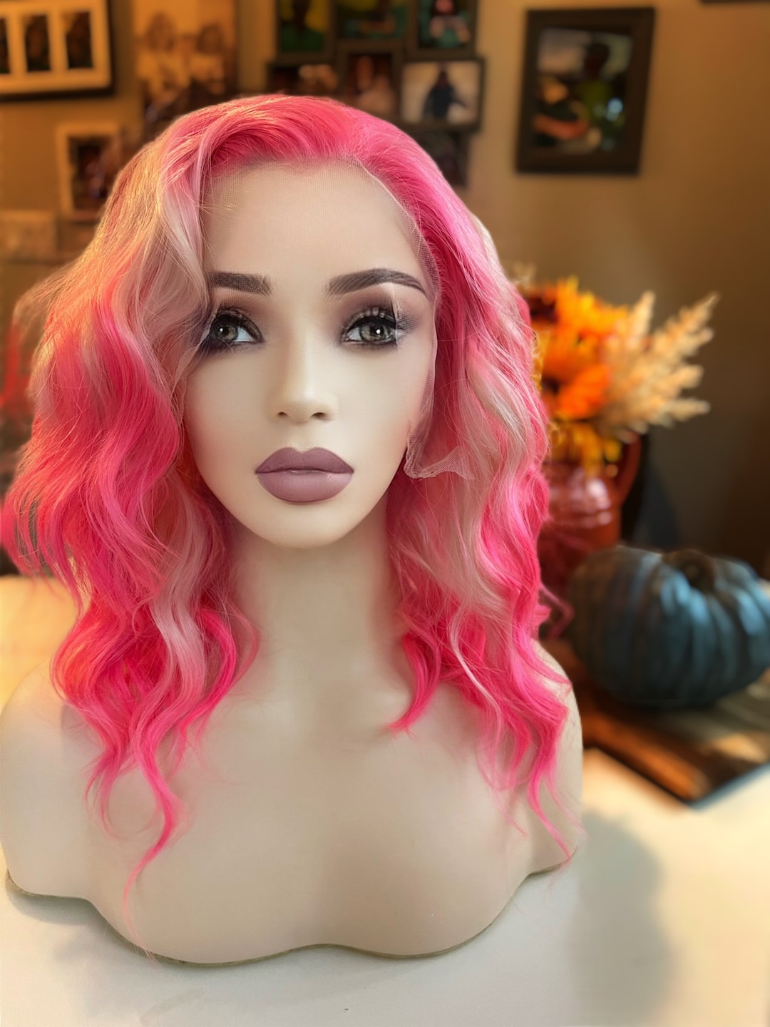 Sheba Wig Neon and Pastel Pink Wig Frontal Colorful Wig Hand Etsy