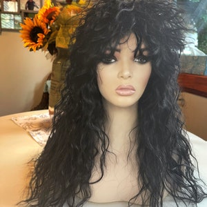 Hot Rocker Wig Metalhead KISS Mötley Crüe Costume Stage Wig Long Large Cap Unisex Blonde Wig  Rooted Wavy Heart Loose Wave Wild Wig