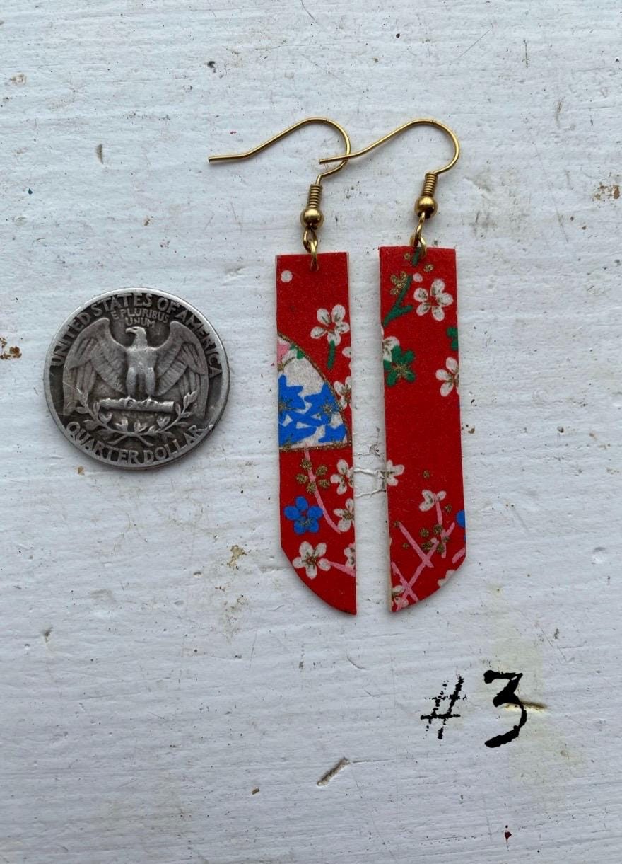 Origami Reed Japanese Origami Rice Paper and Recyced Basket Reed Earrings - Etsy