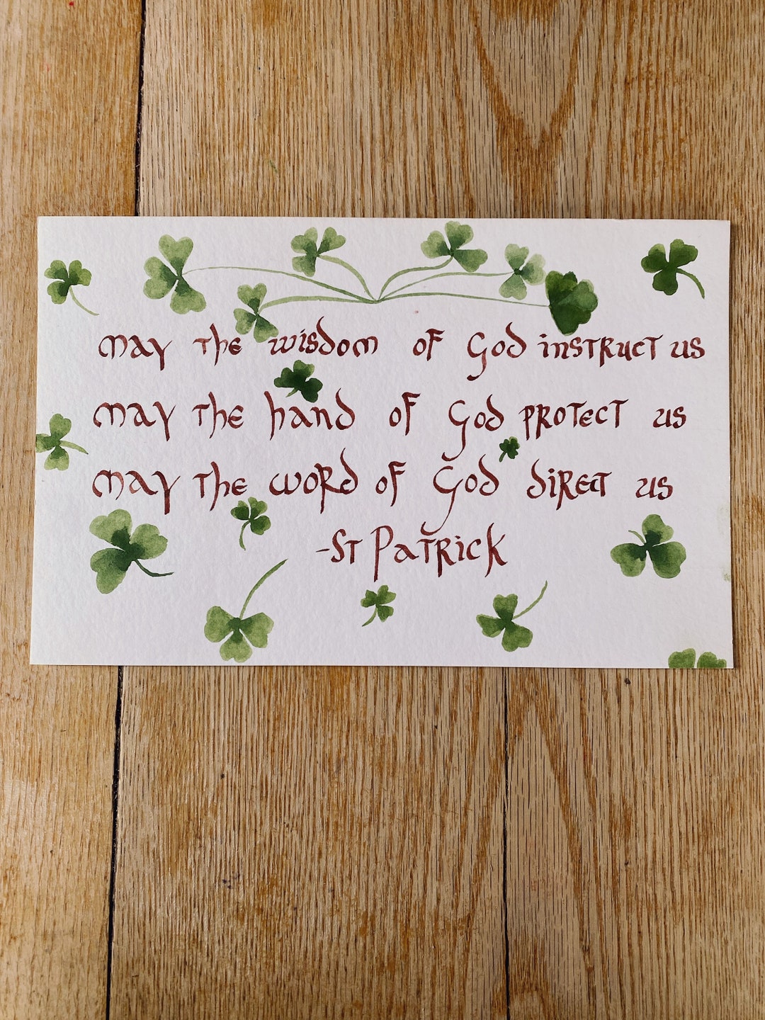 Patrick In Script St Patrick Hand Drawn Calligraphy Script Watercolor Painting Shamrock ...