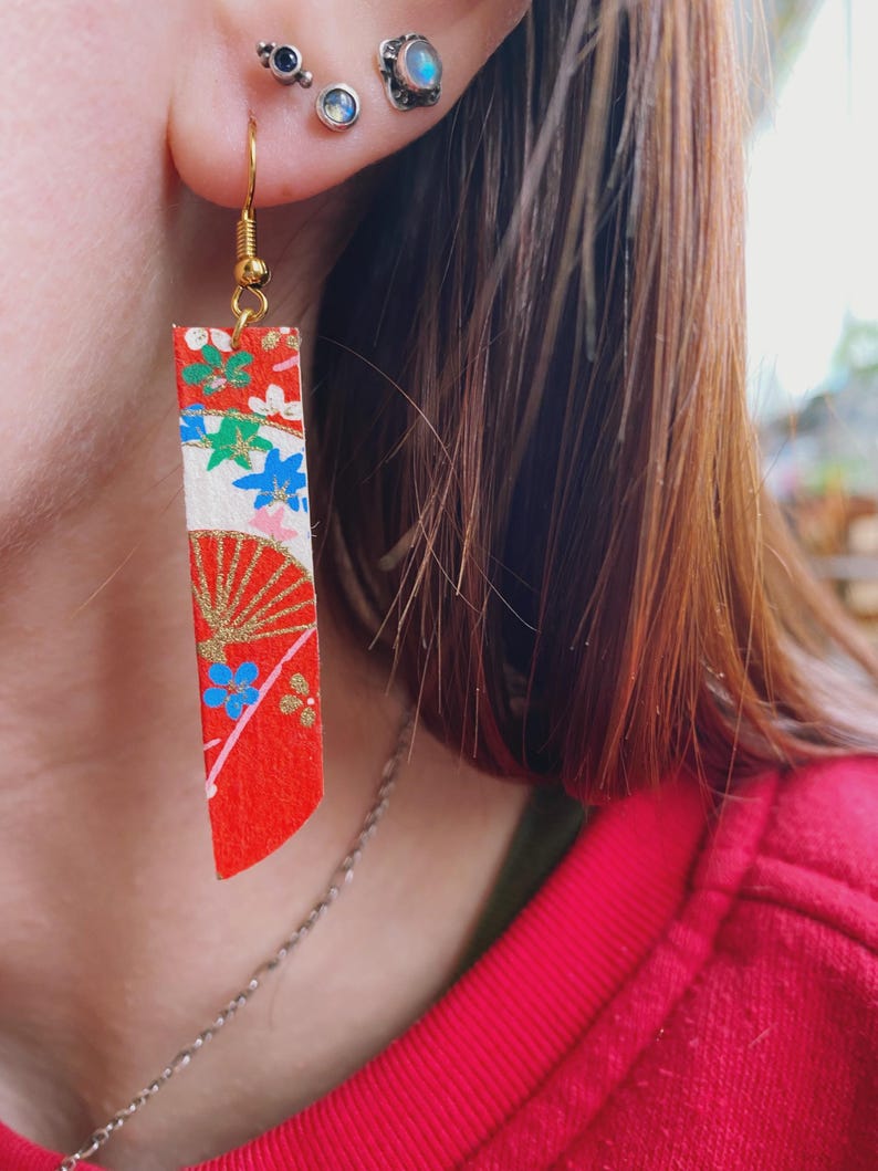 Origami Reed Japanese Origami Rice Paper and Recyced Basket Reed Earrings - Etsy