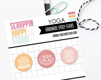 Yoga Epoxy Flair Buttons Scrapbook Embellishments