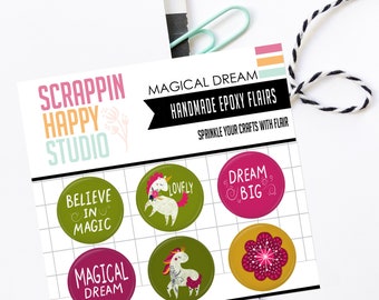 Effet époxy Magical Dream, Boutons Flair, Boutons Flair pour scrapbooking, Embellissements de scrapbooking