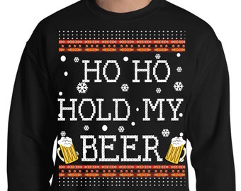 Lustiges hässliches Weihnachtsbier-Pullover-Hemd-Sweatshirt-Hoodie für Männer-Frauen / halten Sie mein Bier-trinkendes Hemd / Erwachsene-Weihnachtsfeiertags-T-Geschenkideen