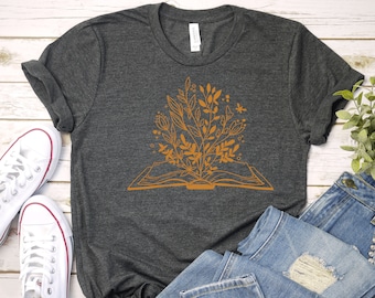Wildflower Book T-Shirt, Book Lover Gift