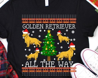 Golden Retriever Ugly Christmas Sweater Tee