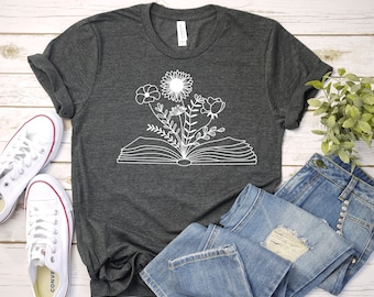 Wildflower Book Shirt, Funny Bookworm Tee, Book Lover Gift