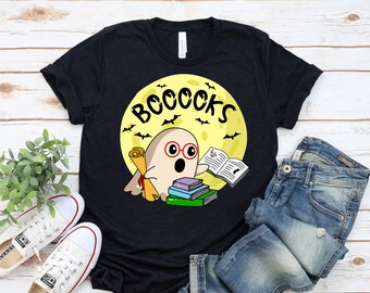 Funny Ghost Book T-Shirt, Halloween Librarian Shirt