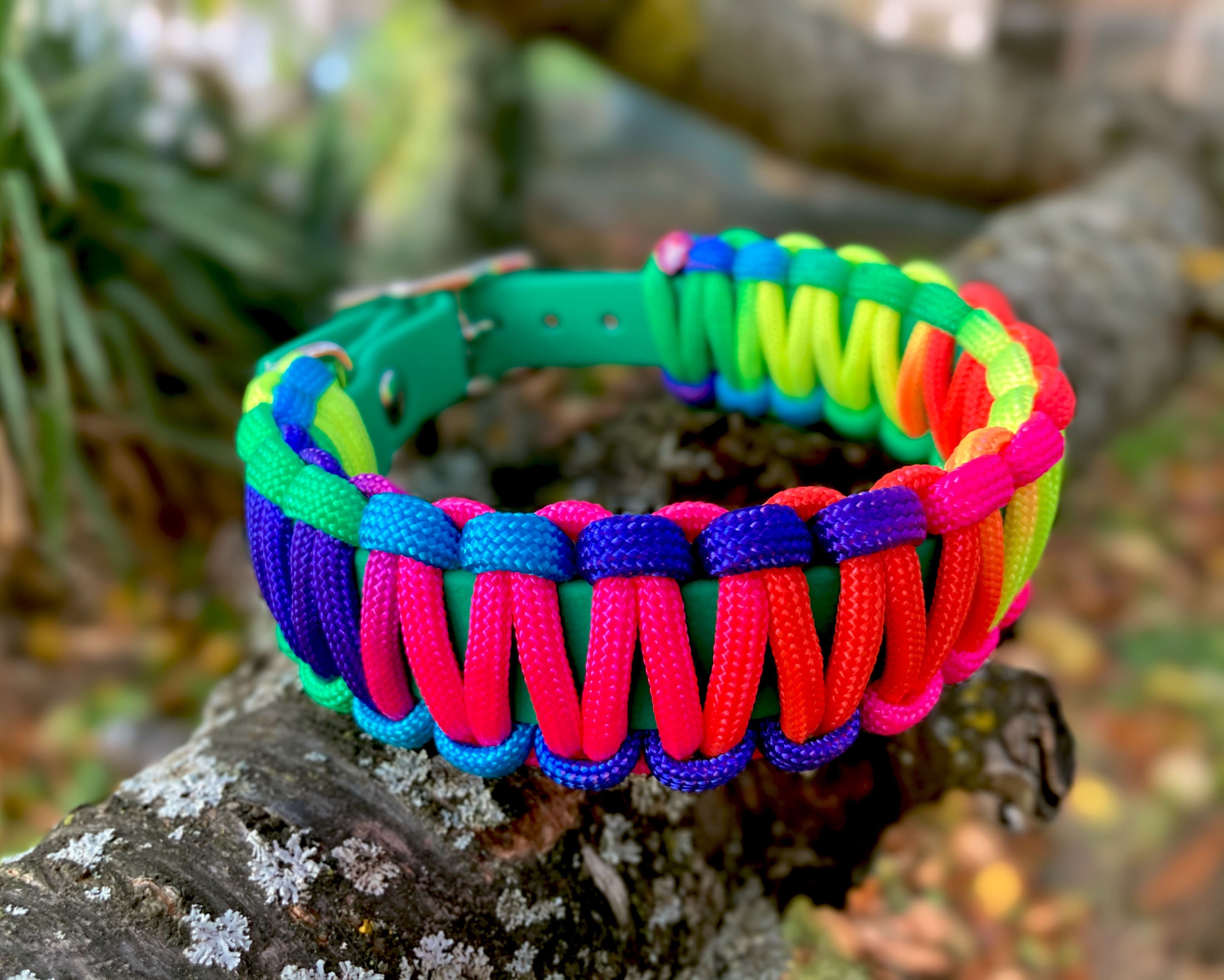Dog collar adjustable wide and solid Rainbow model Etsy