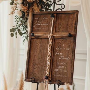 Cord of Three Strands Unity Sign | Personalized Trinity Braid Wedding Decor | Christian Ceremony Gift | Custom Marriage Keepsake
