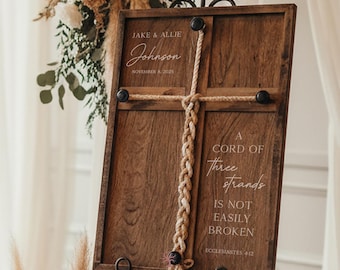 Cord of Three Strands Unity Sign | Personalized Trinity Braid Wedding Decor | Christian Ceremony Gift | Custom Marriage Keepsake