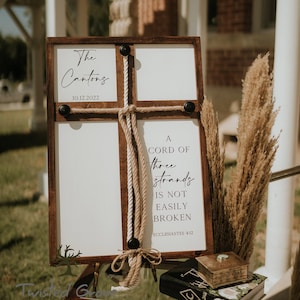 A Cord of Three Strands unity ceremony idea Cross braid Wedding signage Ceremony décor Personalized Wedding Established wedding sign gift