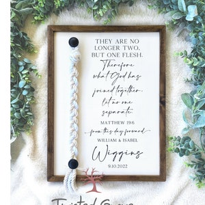 Matthew 19:6 | What God has joined together unity ceremony braided cord cross sign with natural & white cotton, unity ceremony idea