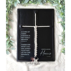 A cord of three strands | What God joined together | Wedding unity ceremony idea braid cord cross established framed wedding sign gift