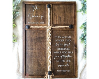 Matthew 19:6 What God has joined together let no one separate, wedding unity ceremony idea, cross braid, Wedding signage, ceremony décor