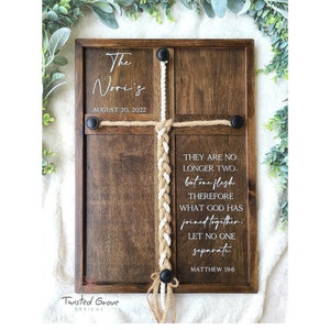 Matthew 19:6 What God has joined together let no one separate, wedding unity ceremony idea, cross braid, Wedding signage, ceremony décor