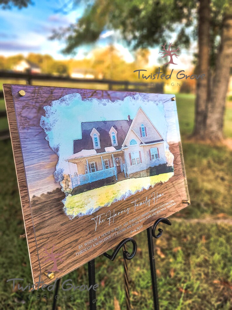 Custom Acrylic House Picture Print | Personalized Watercolor Home Decor ...