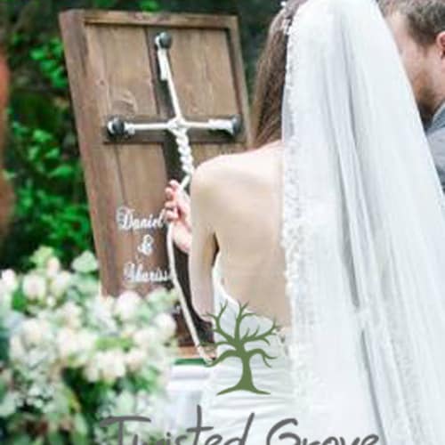 Matthew 19:6 | Therefore what God has joined together | wood framed cross sign | Unity ceremony alternative shops | Wedding rope ceremony