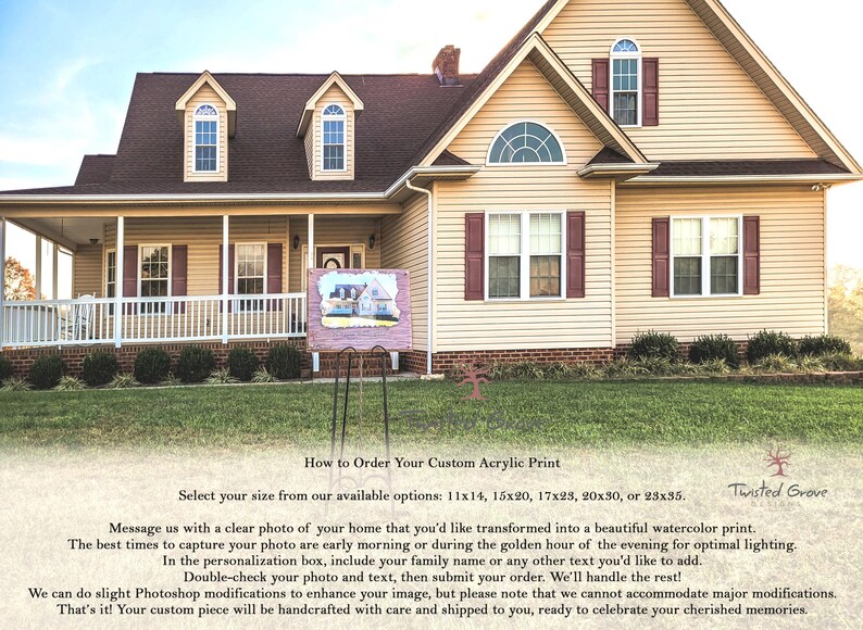 Custom Acrylic House Picture Print | Personalized Watercolor Home Decor ...