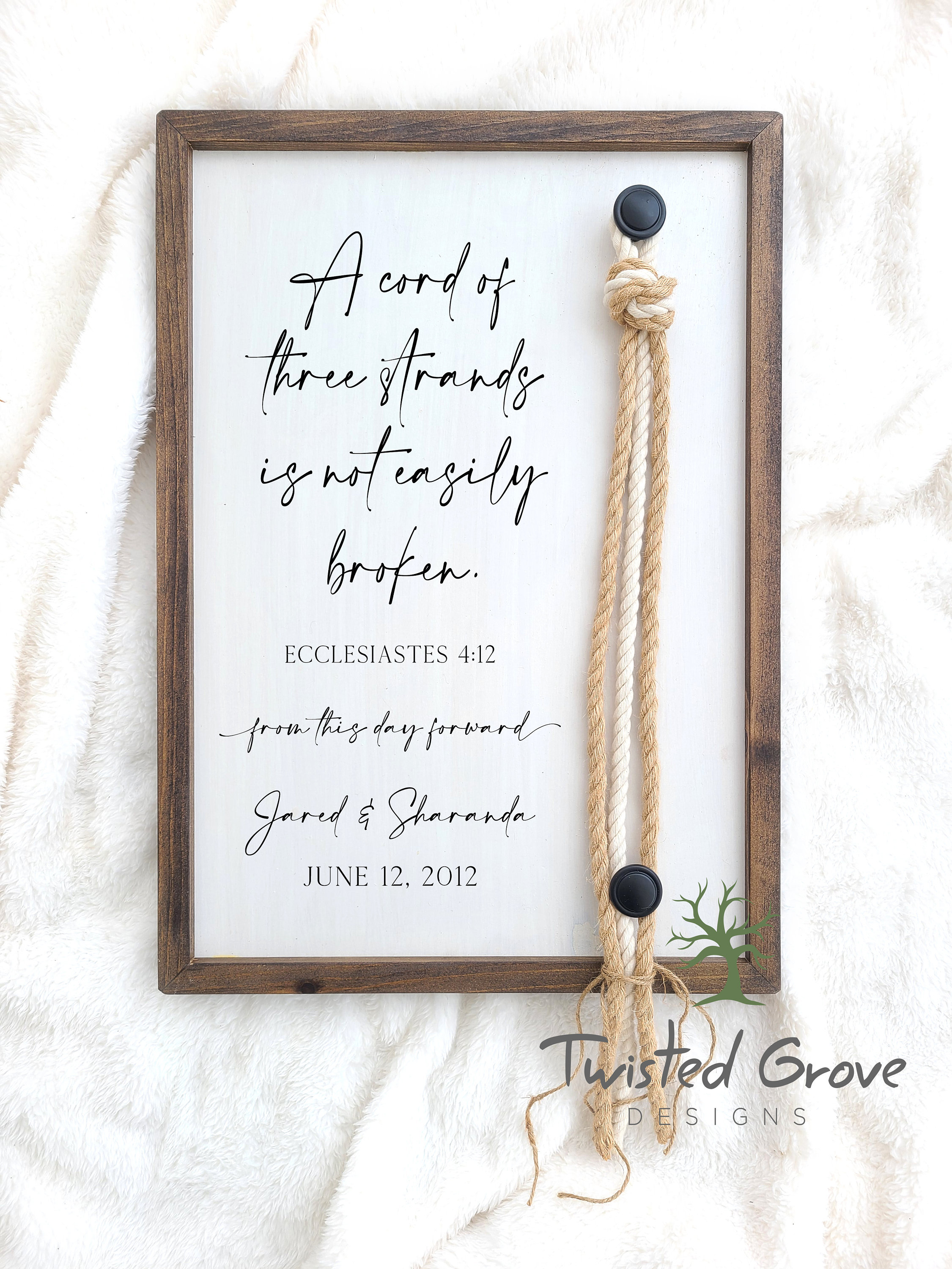 Unity Cords Sign A Cord of Three Strands Unity Ceremony Braided Cord Cross Sign With ...