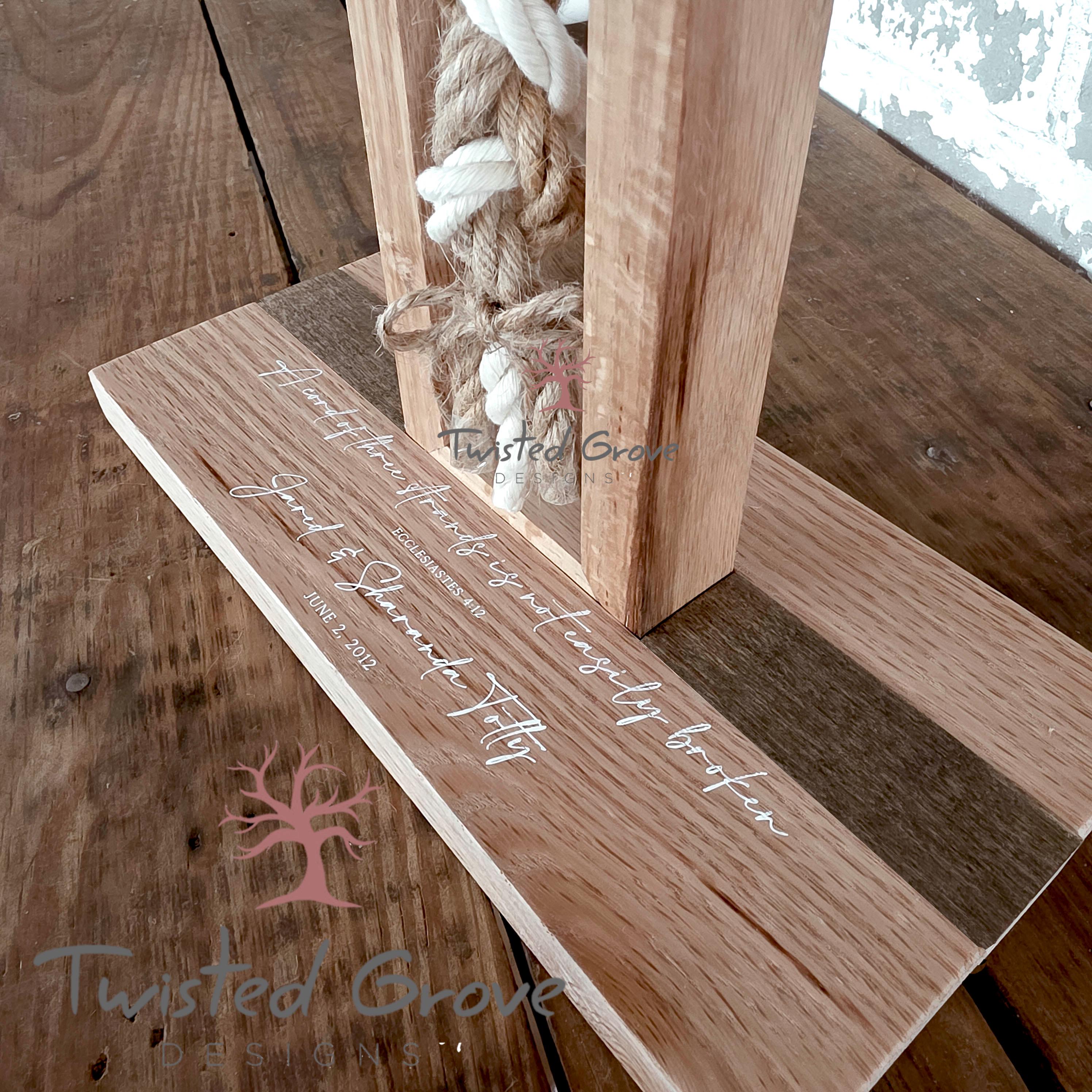 Oak Trinity Braid Cross – Personalized Unity Ceremony Idea Keepsake ...
