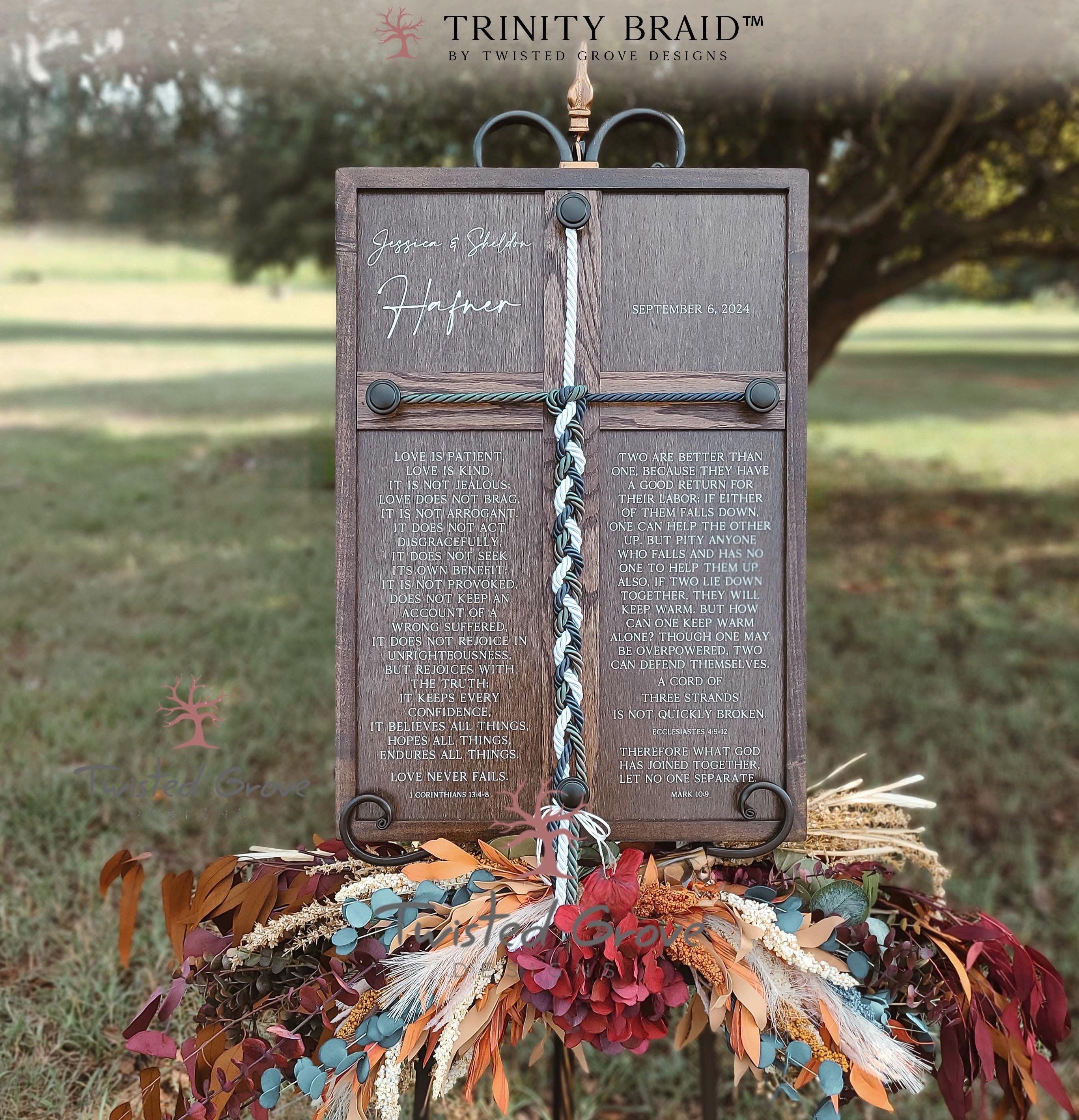 Personalized Trinity Braid -Custom Cord of Three Strands - Unity Sign - Wedding Ceremony Corinthians Love Passage - Unity Ceremony Vow Renew