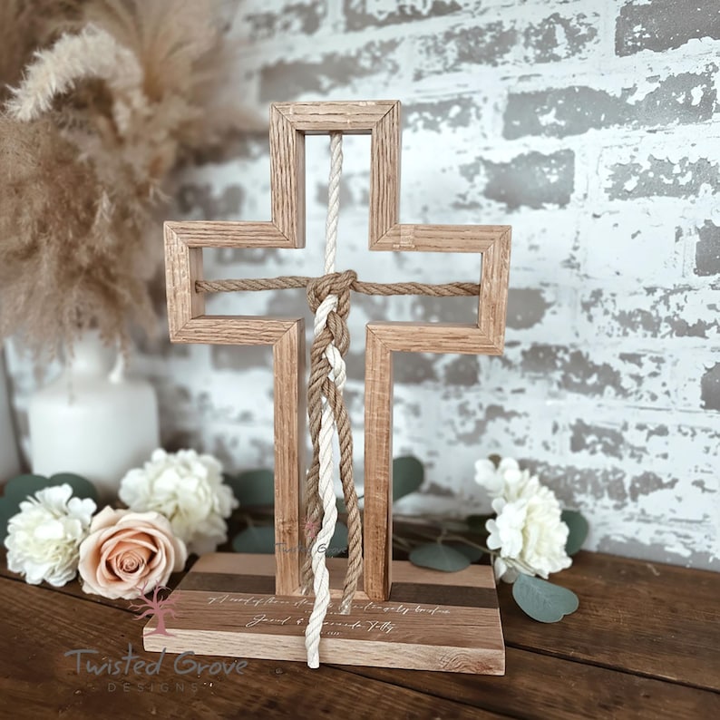 Oak Trinity Braid Cross – Personalized Unity Ceremony Idea Keepsake ...