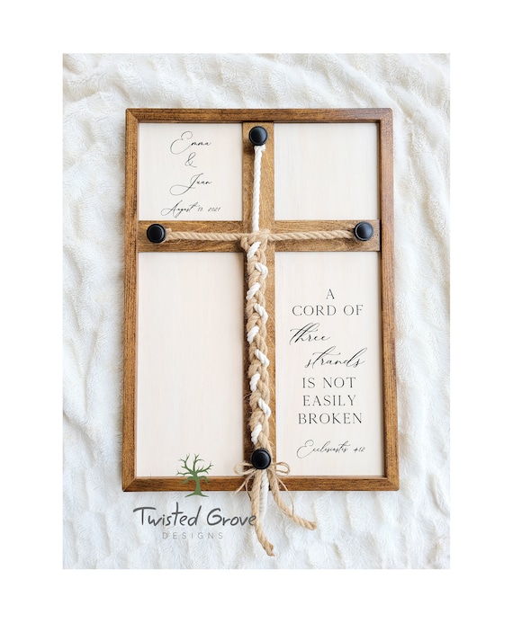 A Cord of Three Strands Unity Ceremony Braided Cord Cross Sign Etsy
