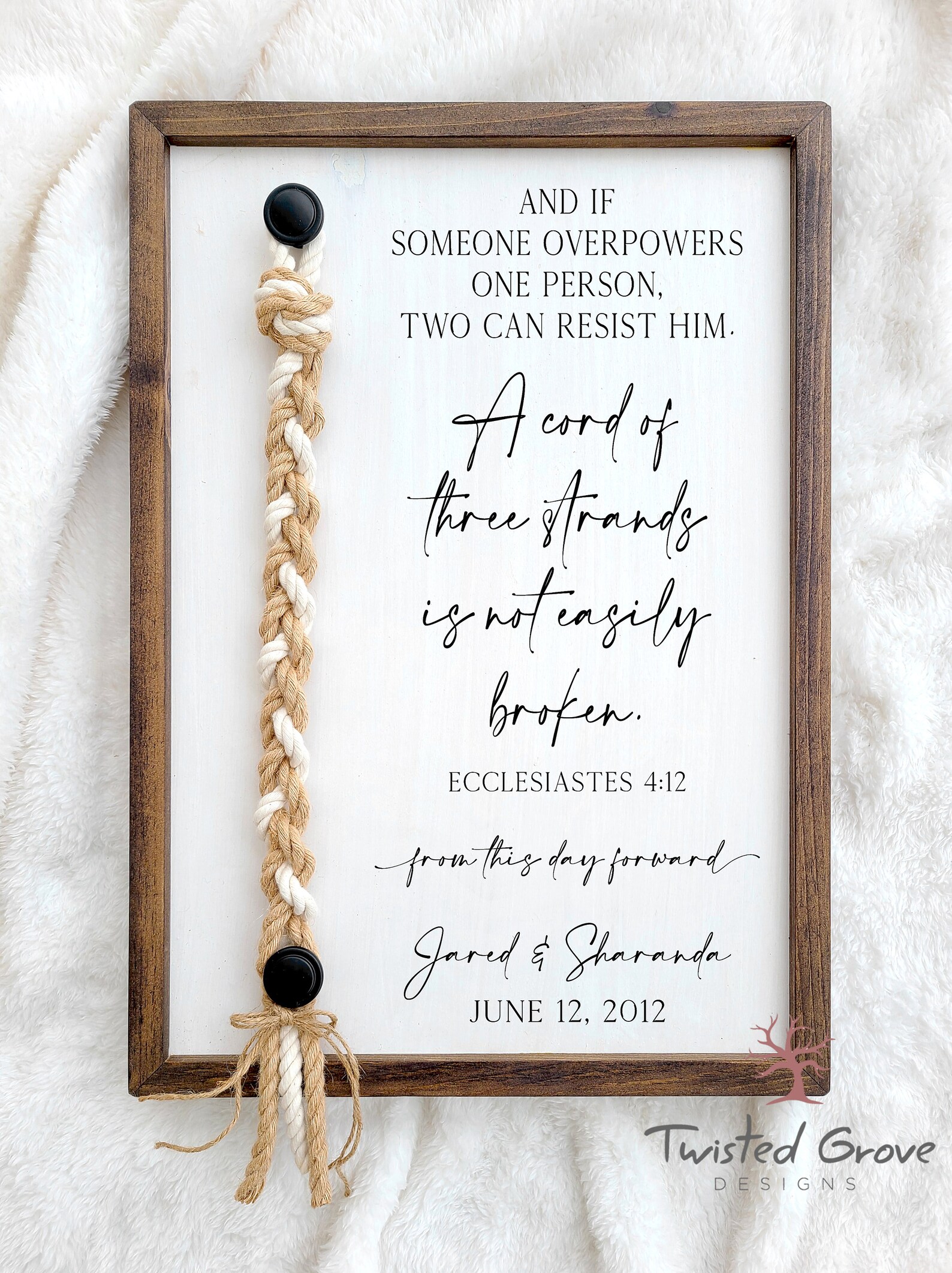 Unity Cords Sign A Cord of Three Strands Unity Ceremony Braided Cord Cross Sign With ...