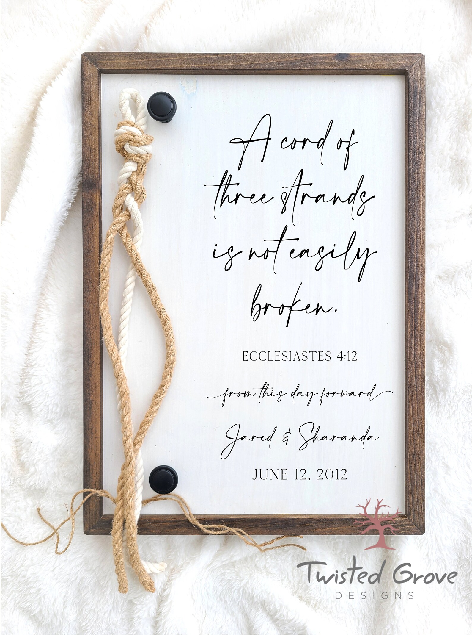 Unity Cords Sign A Cord of Three Strands Unity Ceremony Braided Cord Cross Sign With ...