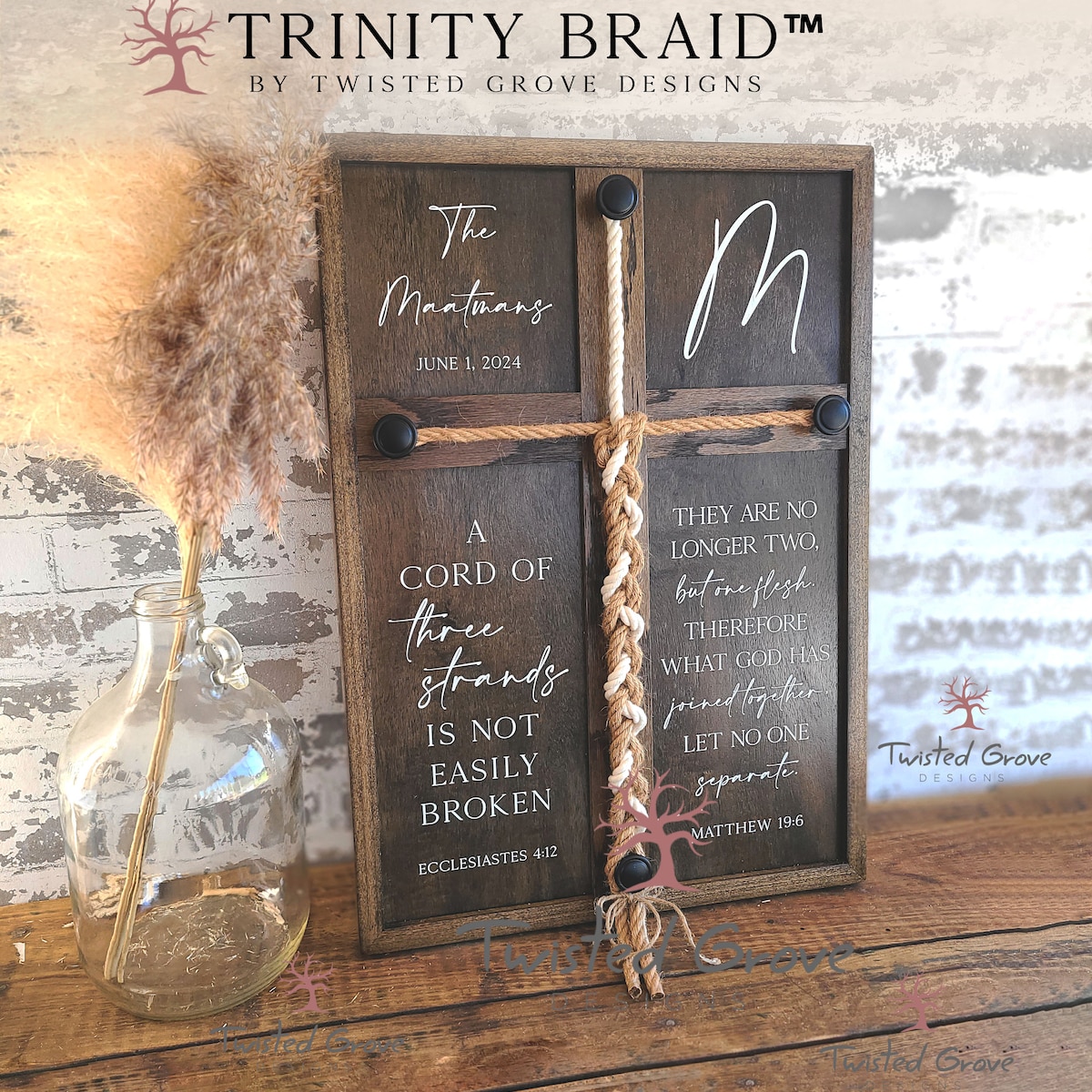 A Cord of Three Strands | What God Joined Together | Trinity Braid™ Unity Ceremony Idea Wedding Signage Cross Braid Established Wedding Sign - Etsy