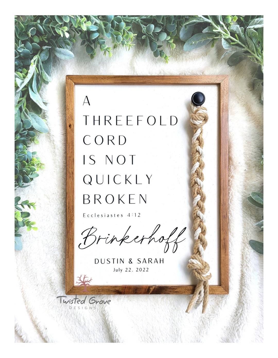 KJV A Threefold Cord is Not Quickly Broken Unity Ceremony Side Braided