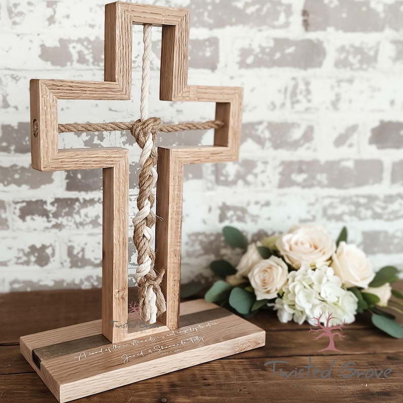 Oak Trinity Braid Cross – Personalized Unity Ceremony Idea Keepsake ...