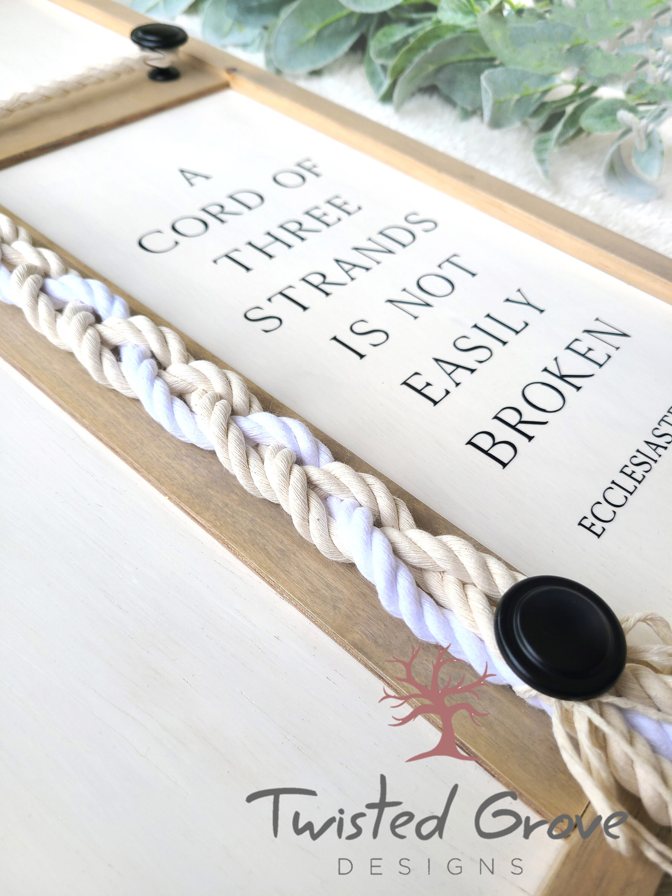 Unity Cords Sign A Cord of Three Strands Unity Ceremony Braided Cross Wedding Sign With ...