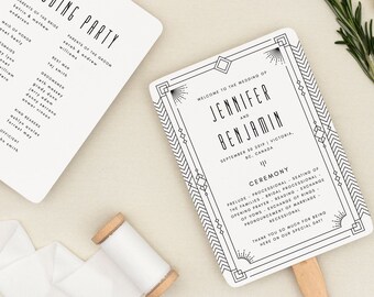 Wedding Program Fan - Art Deco - Wedding Program Template - Printable Wedding Program - Wedding Program