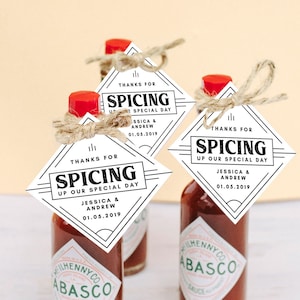 Hot Sauce Wedding Tag Favor Tags Printable Tags Gift Tags 2x2 Tags Spicy Sauce Wedding Stationery Hot Sauce BBQ Sauce image 1