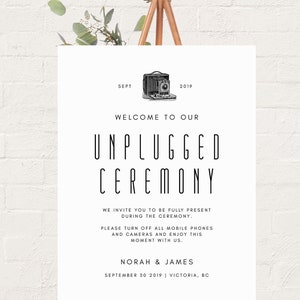 Unplugged Ceremony Sign - Art Deco Wedding Sign - Unplugged Sign - Wedding Sign - Wedding Stationery - 18x24&quot;