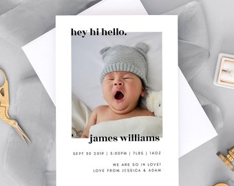 Birth Announcement Template - Minimal - Baby Announcement - Template - Newborn - Baby - 5x7"