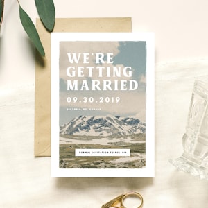 Save the Date Template - Vintage Mountain Save the Date - Mountains - Winter Wedding - Save the Date - Wedding Template