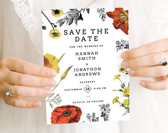 Save the Date Template - Greenery Save the Date - Botanical - Greenery Wedding - Save the Date - Wedding Template