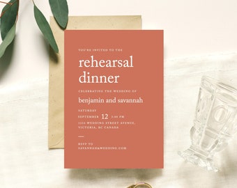 Minimal Rehearsal Dinner Invitation - Rehearsal Dinner Invitation Template - Modern Dinner Invitation