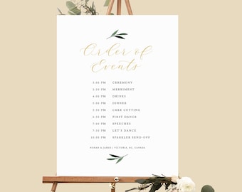 Wedding Timeline Sign - Order of Events - Timeline Sign - Order of the Day - Wedding Sign - 18x24" 24x36"