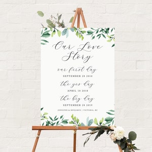 Love Story Sign - Our Love Story - Timeline - Important Dates Sign - 18x24&quot; 24x36&quot; - Template - Printable