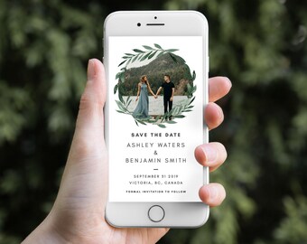 Electronic Save the Date with Photo - Electronic Invitation - iPhone Invitation - Smartphone Invite - Digital invitation