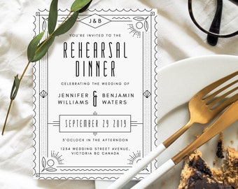 Rehearsal Dinner Invitation - Rehearsal Dinner Invitation Template - Modern Dinner Invitation