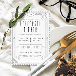 Rehearsal Dinner Invitation - Rehearsal Dinner Invitation Template - Modern Dinner Invitation