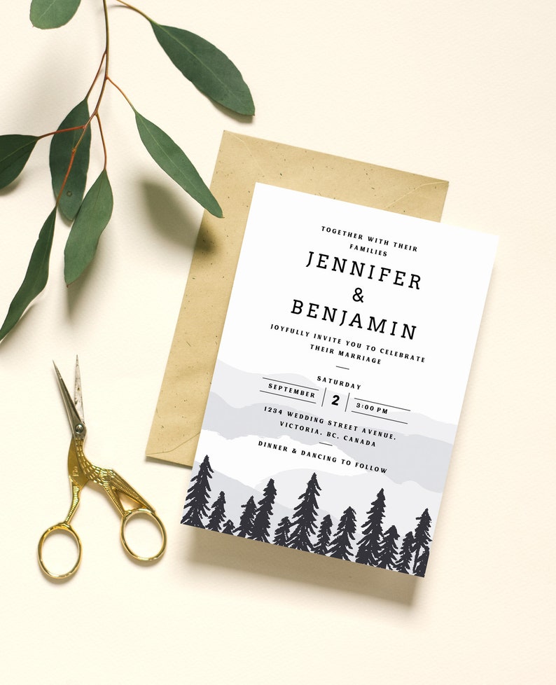 Mountain Wedding Invitation Smoky Mountains Forest Invitation Trending Now Mountain Invitation Best Selling Items image 3