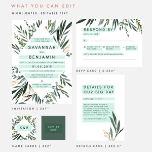 Greenery Wedding Invitation Nature Wedding Invitation Winter Wedding Invitation Eucalyptus Wedding Invitation Invitation Template image 5